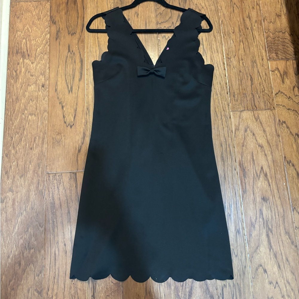 Betsey Johnson Black Scalloped Bow Dress Size 6